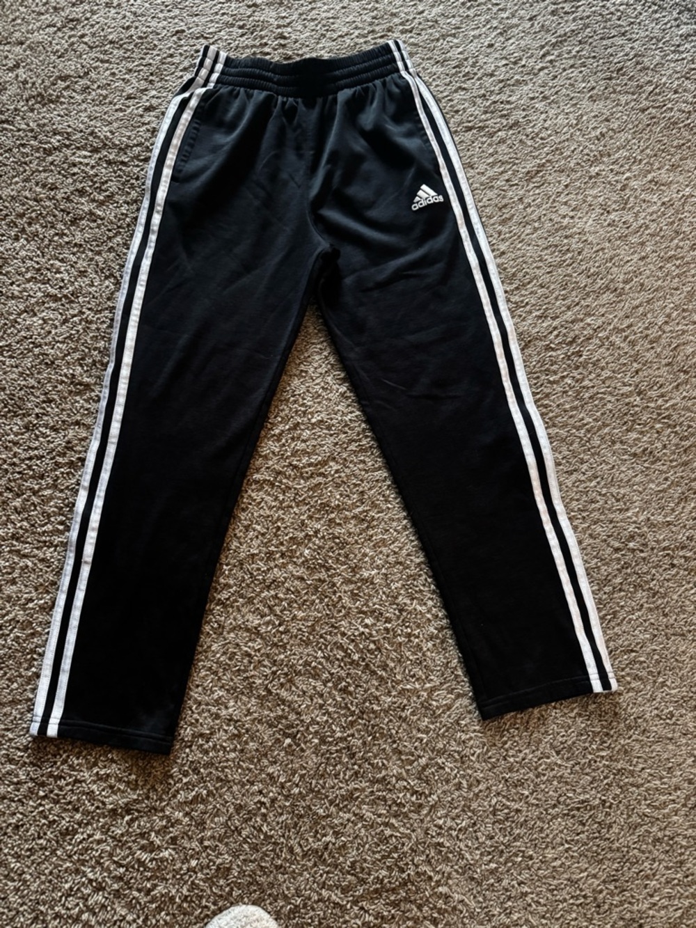 adidas Black Jogger Pants with White Side Stripes